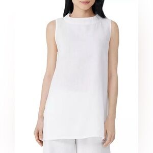 EILEEN FISHER - White Linen Tunic with mock neck. XS